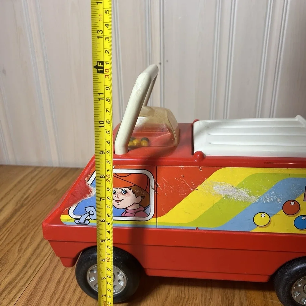 Vintage Playskool Pop N Ride Van 1970s Red Push Ride On Popper Toy